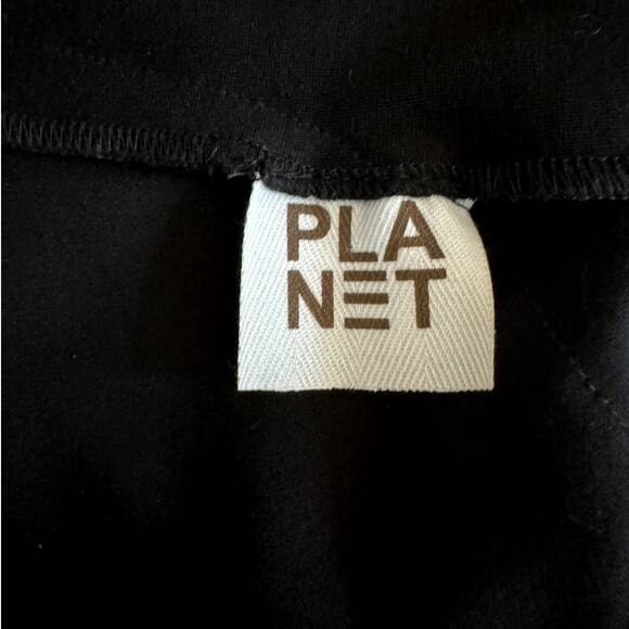 PLANET Lauren G Small Black Mixed Media Asymmetric Off-Shoulder Short Sleeve Top - Picture 7 of 8